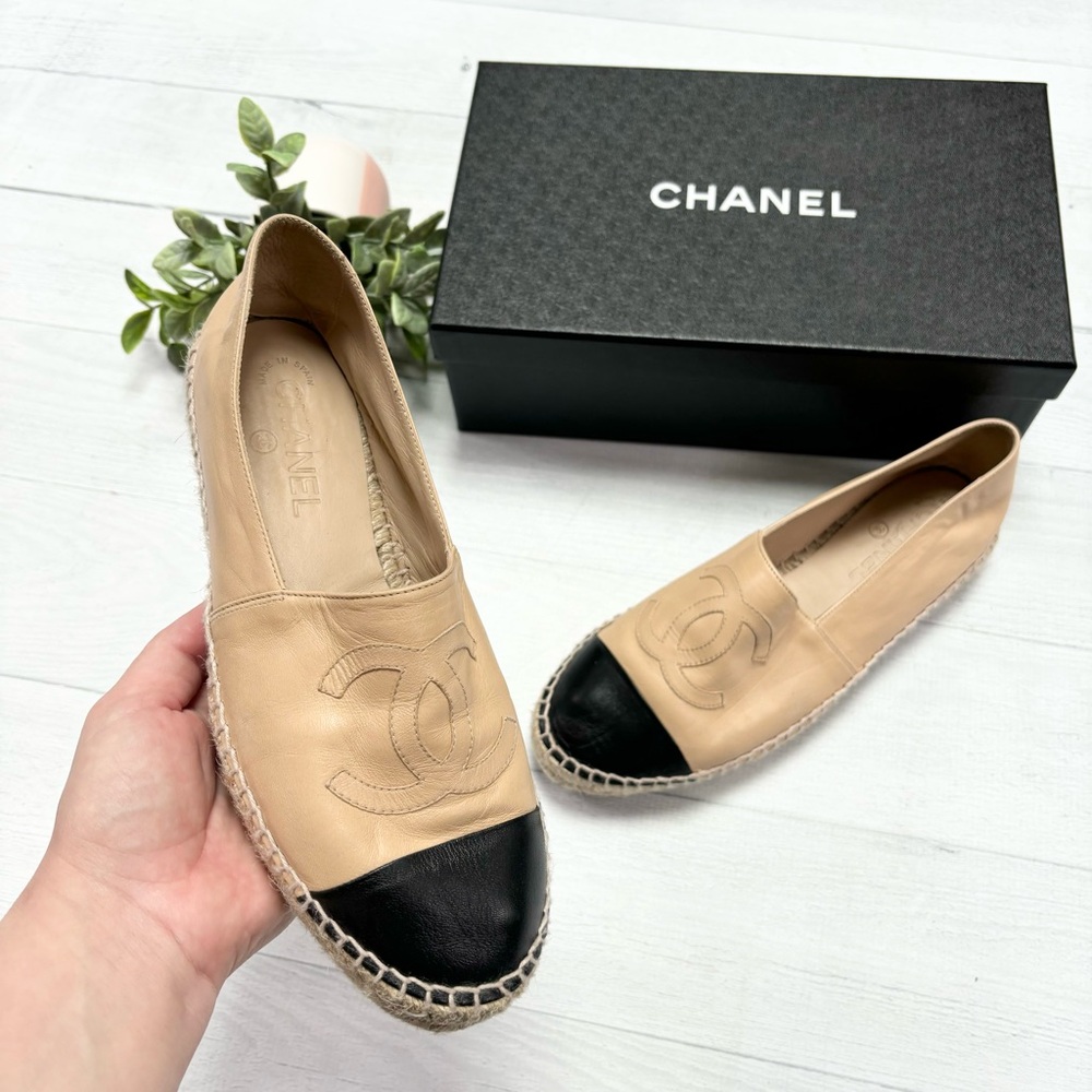 Chanel Tan Lambskin Espadrilles 39